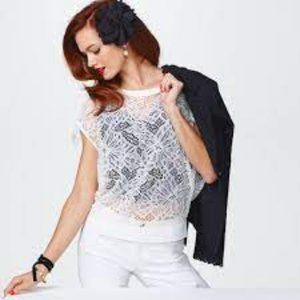 Cabi Lace Top White – Size L. EUC